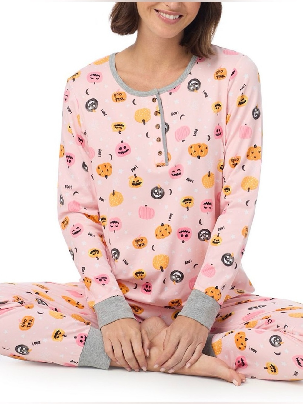 NWT New Cuddl Duds Pink Pumpkin Print Pajama Jogger Pants Set Small S